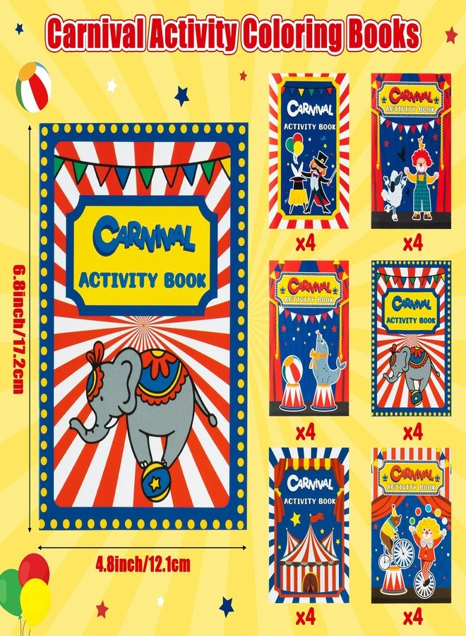 JAPBOR Carnival Activity Coloring Books - 24PCS Mini Circus Carnivals Activities Color Books Bulk for Kids Party Favors, Showman Themed Small Colouring Pages for Birthday Class Drawing Painting Game - Image 2